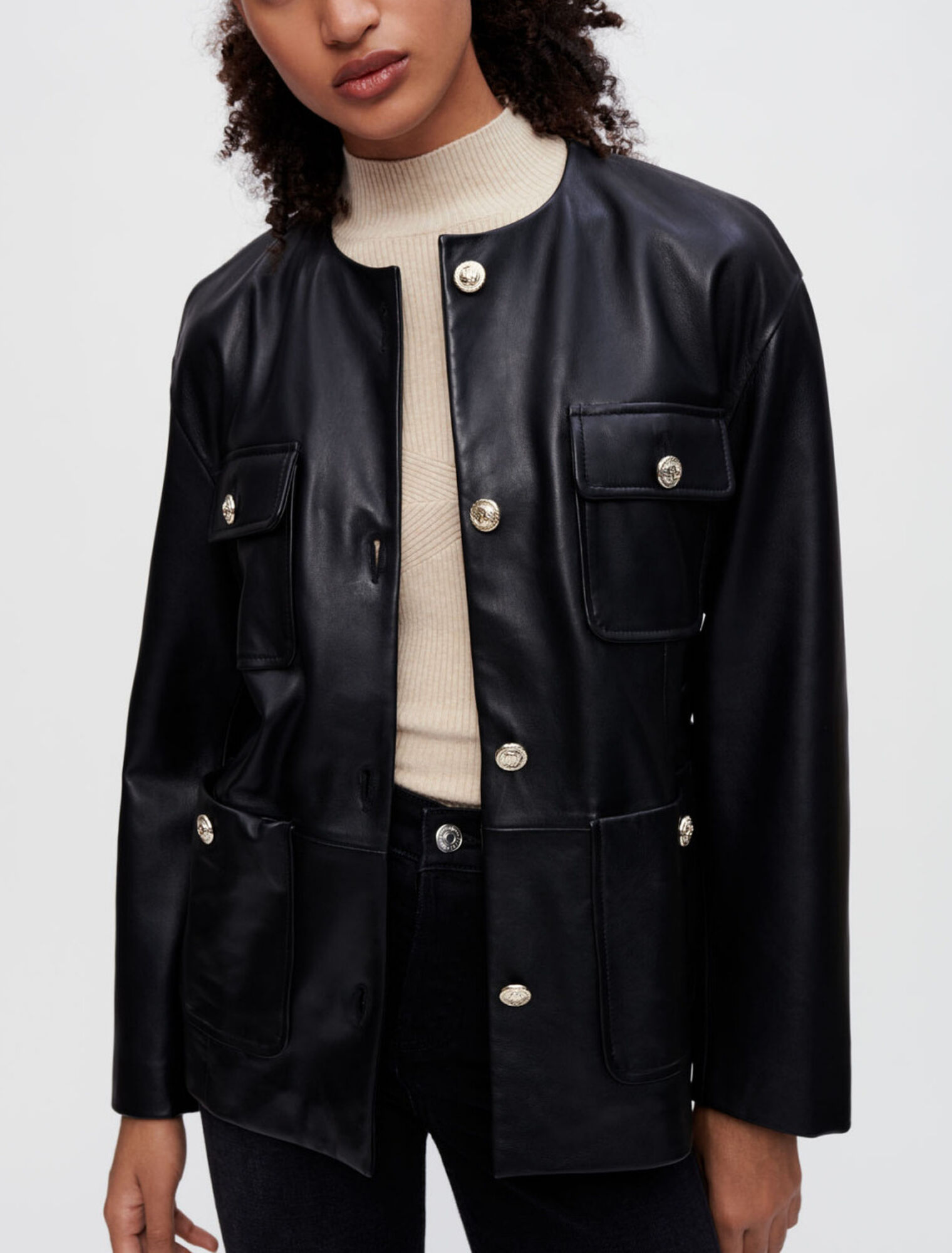 Blouson façon veste 4 poches en cuir