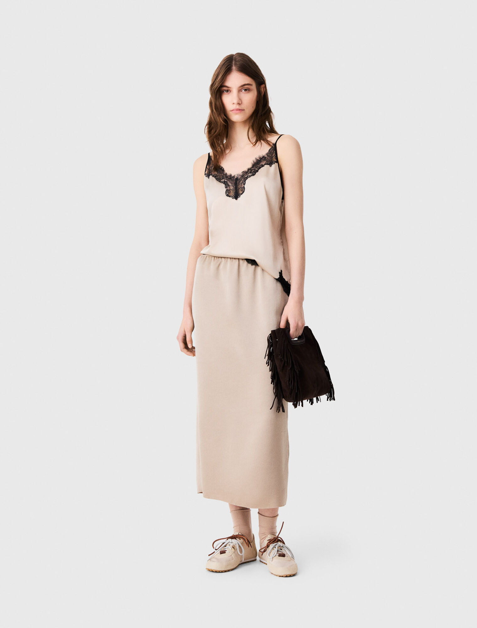 Jupe crayon en satin