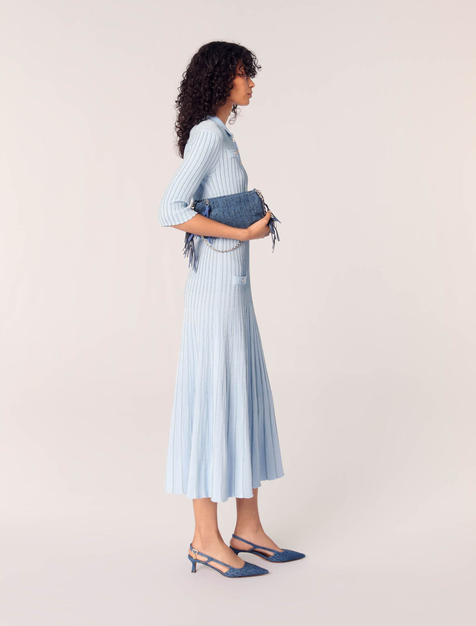 Robe midi en maille côtelée