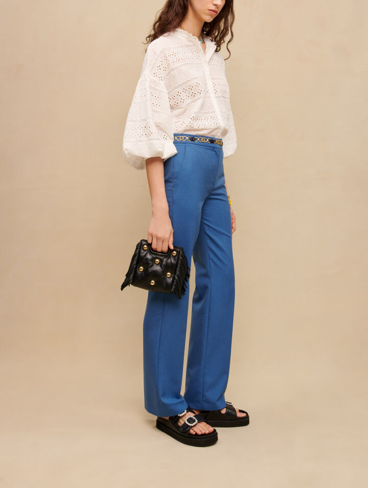 Blue straight suit pants