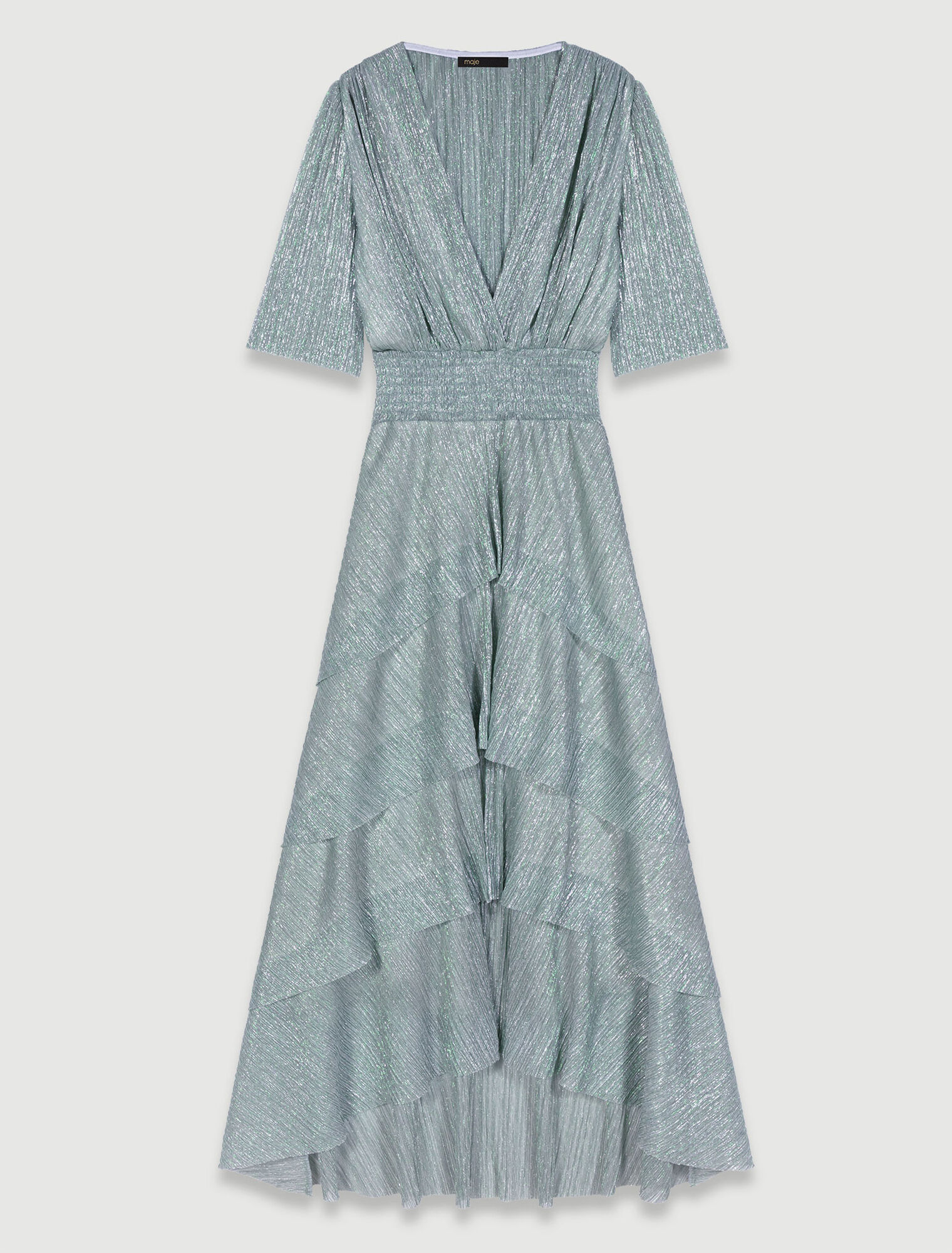 Robe à volants en lurex stretch
