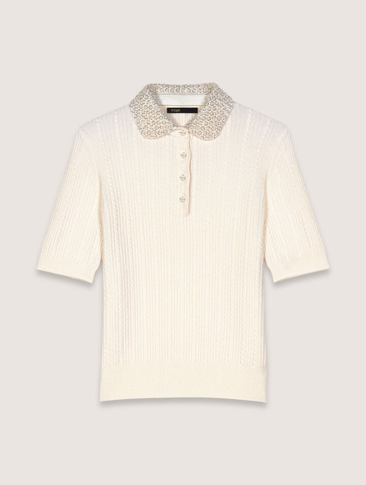 Polo en maille à col amovible