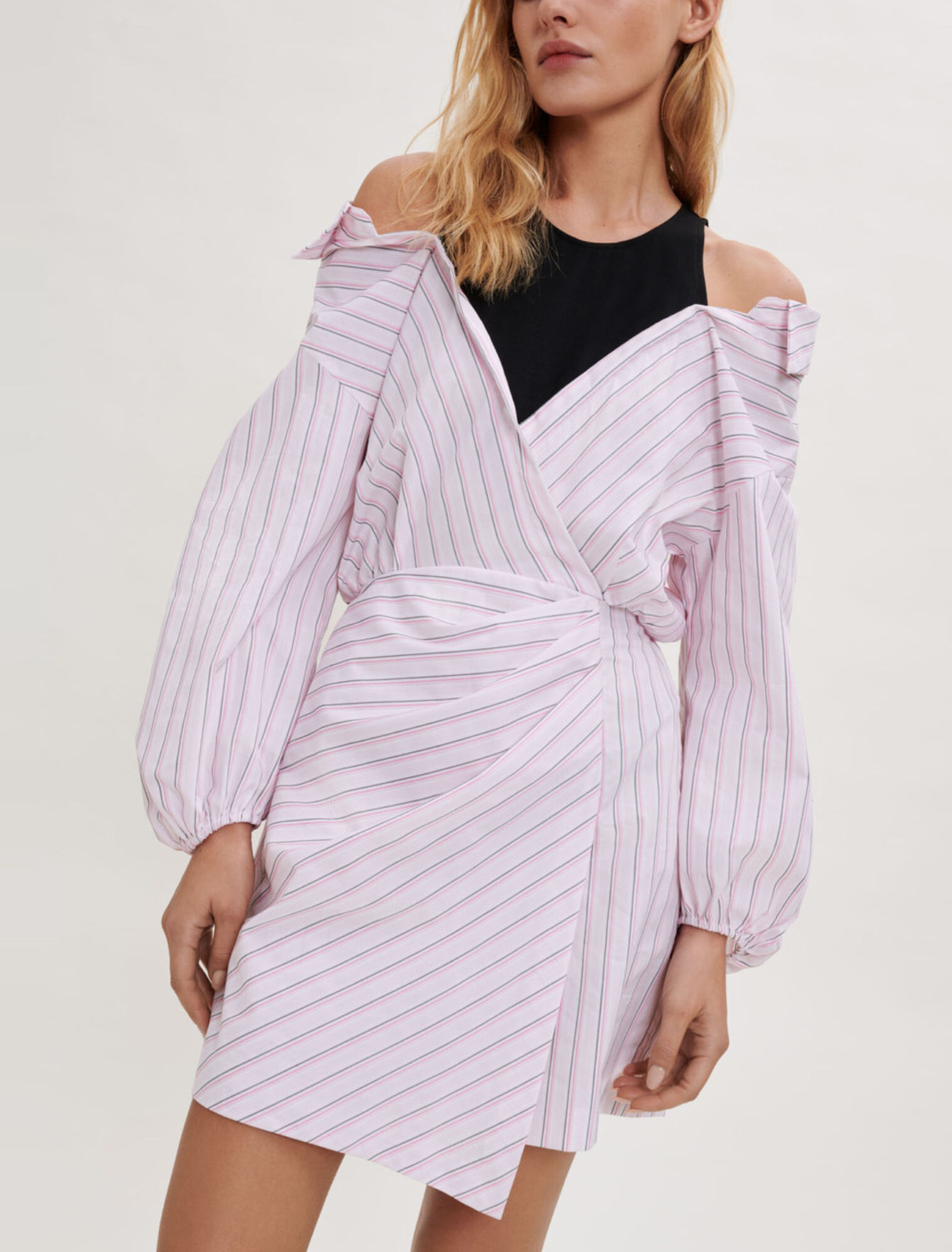 Robe trompe l'œil à rayures