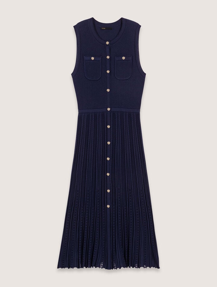 Robe longue plissée en maille