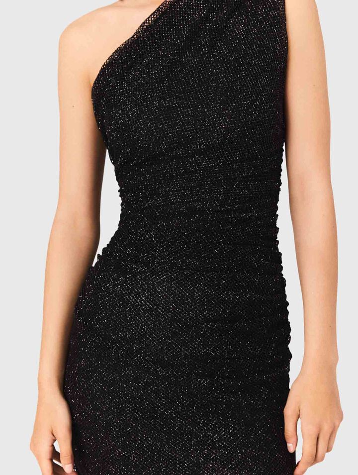 Robe asymétrique en maille strassée