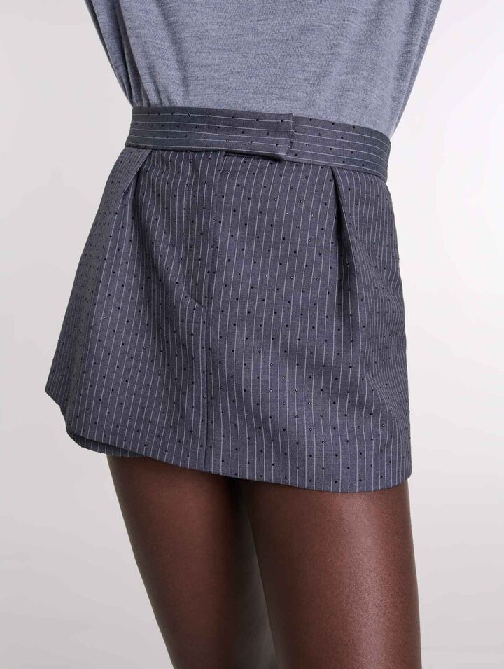Short trompe l'œil strassé