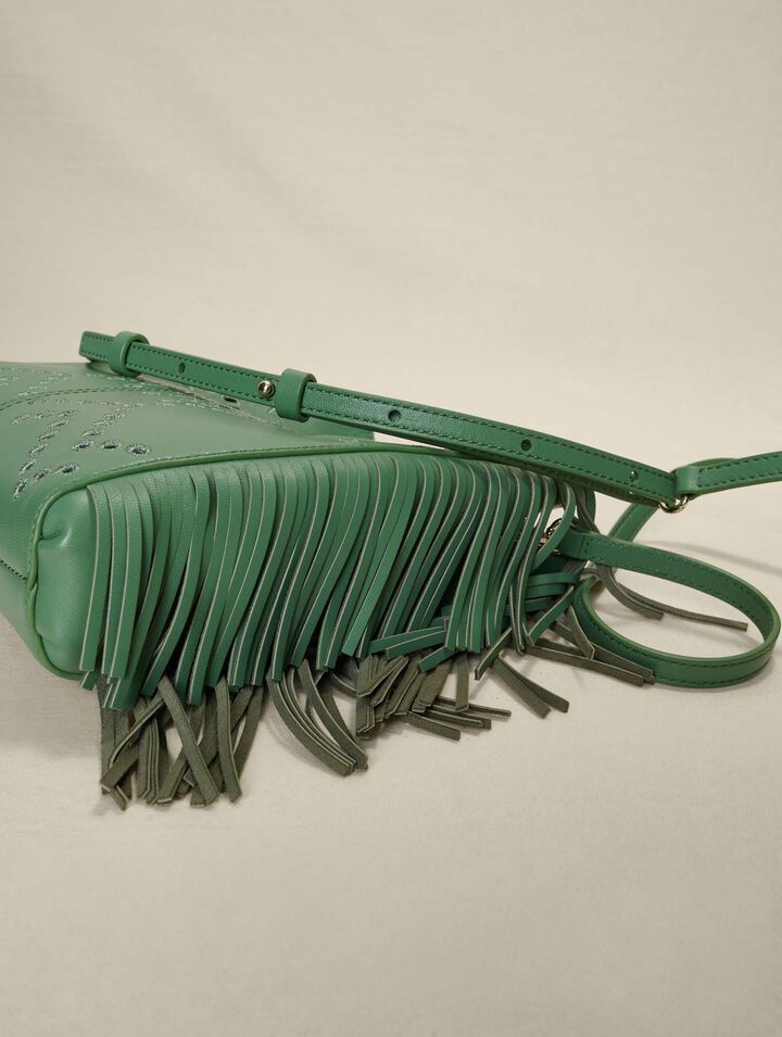 Perforated, fringed leather M bag