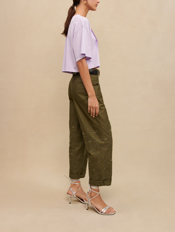 Palm-tree print short T-shirt