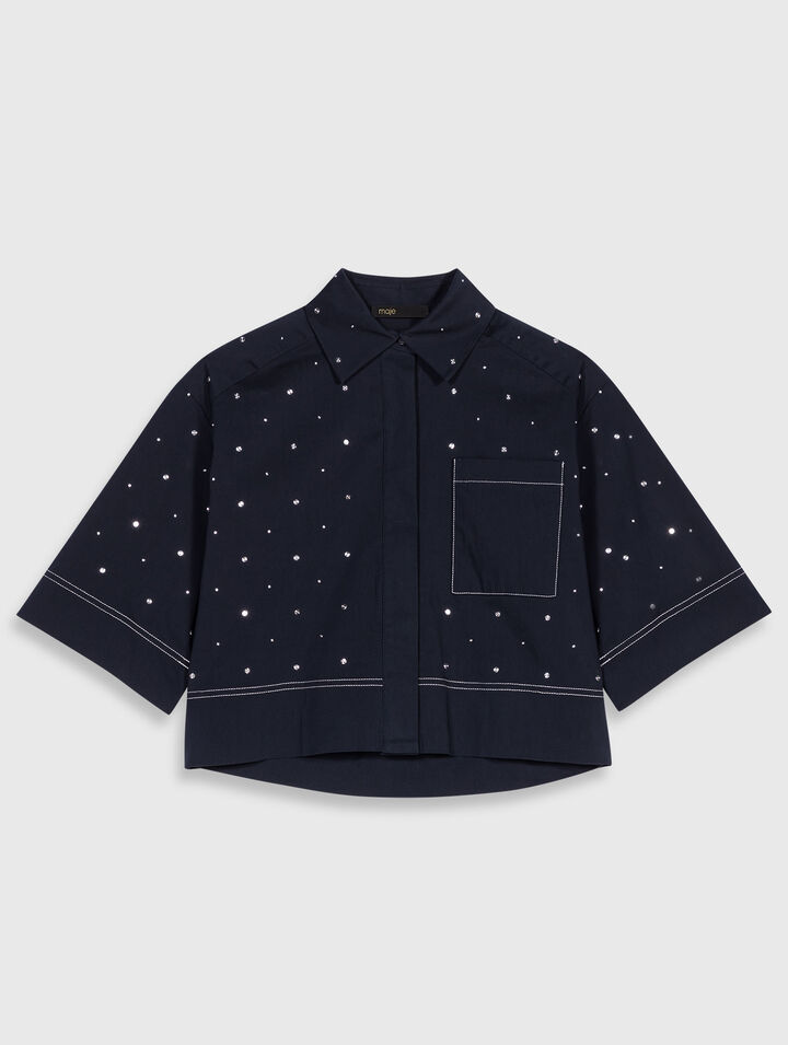 Cropped shirt with studs