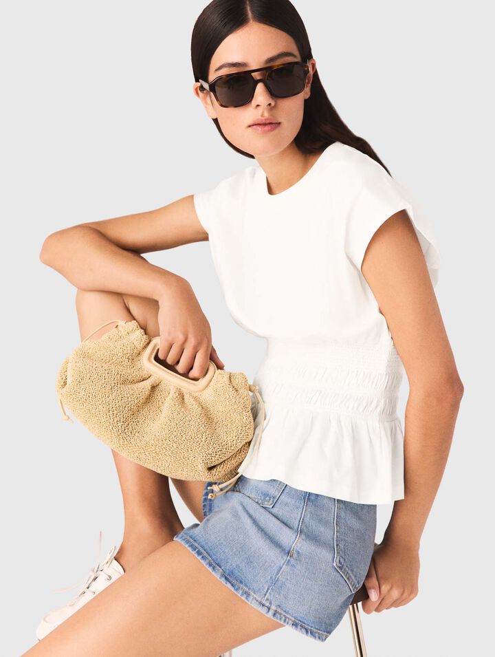 Tee shirt pr&egrave;s du corps &agrave; pliss&eacute;