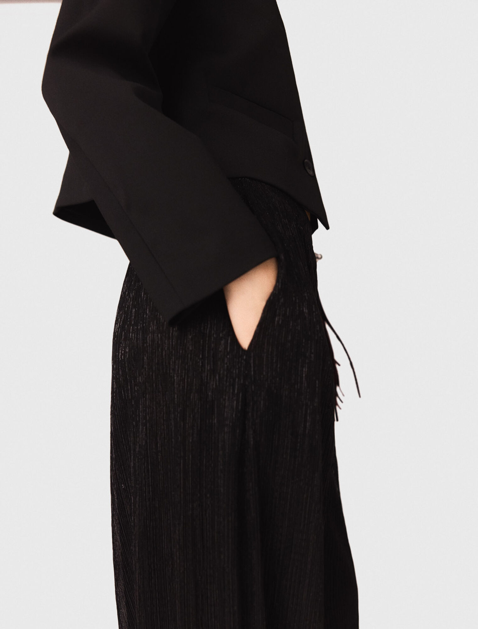 Pantalon large effet métallisé