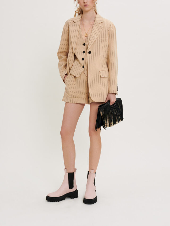 Veste à rayures ceinturée