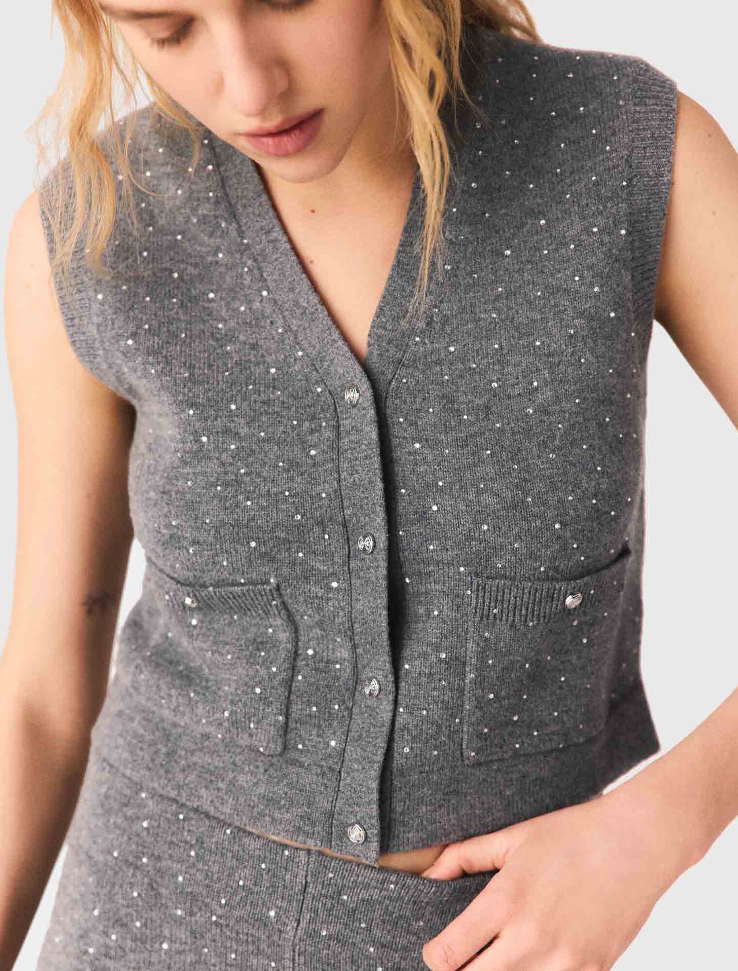 Top en maille &agrave; strass