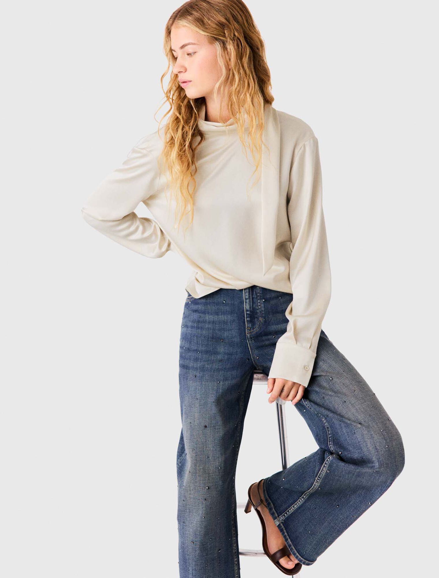 Satin blouse with draped back
