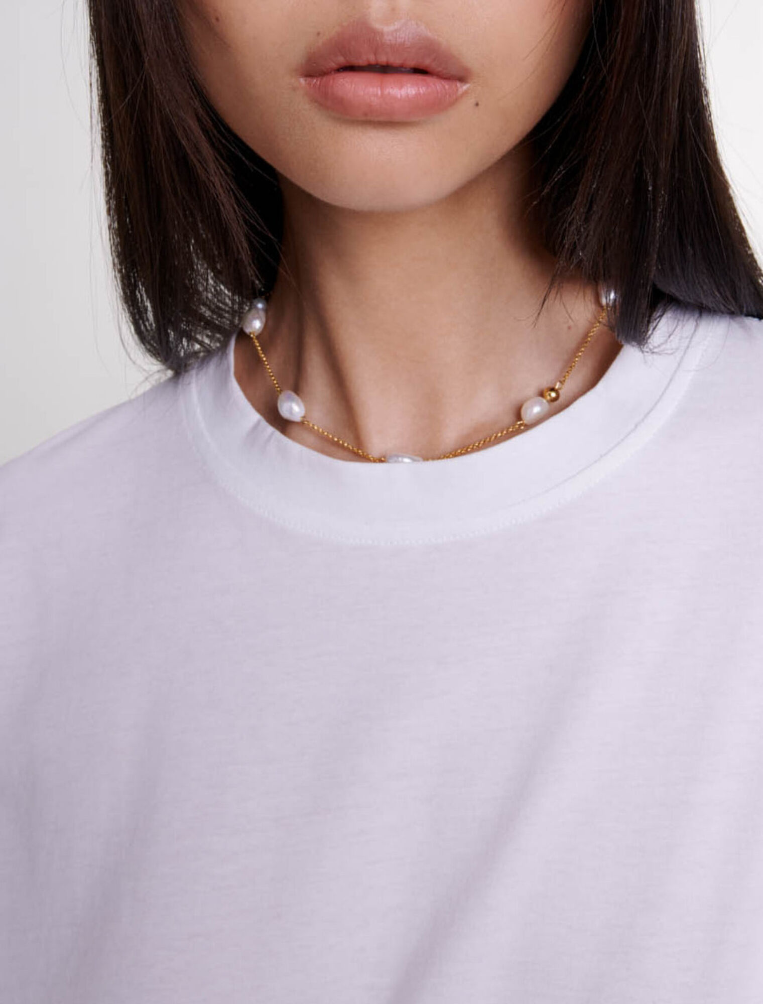 Dual-material print T-shirt