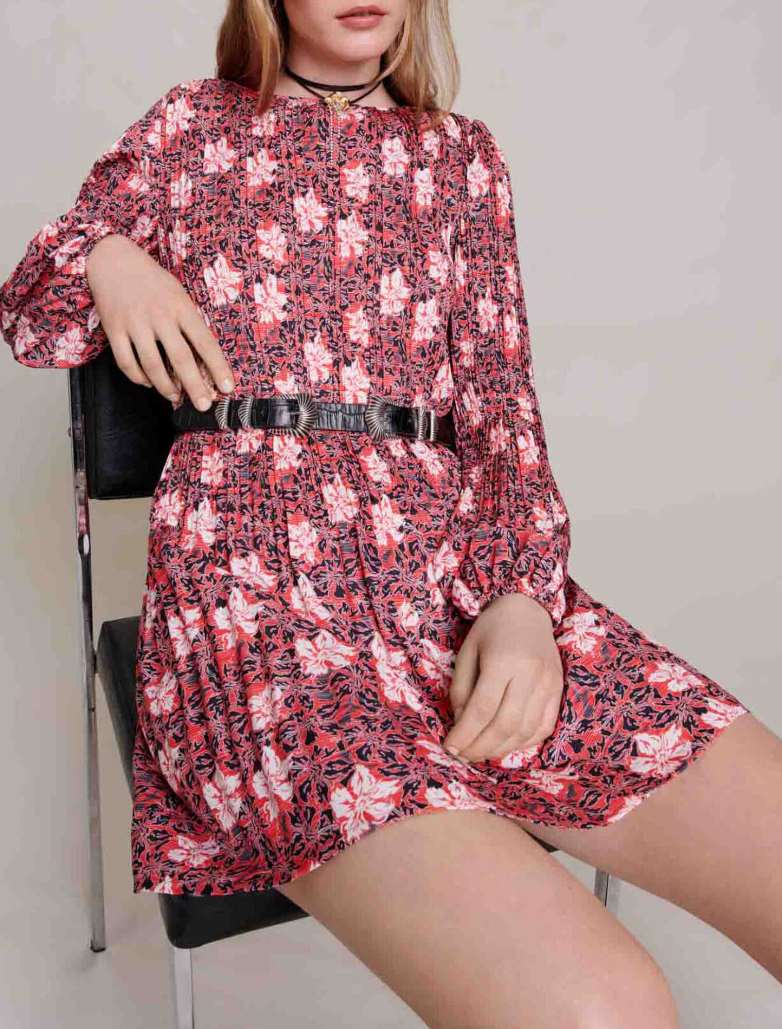 Robe courte à fleurs