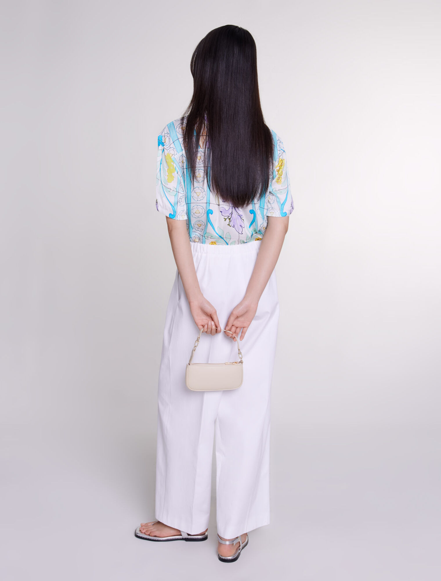 Dual-material print T-shirt