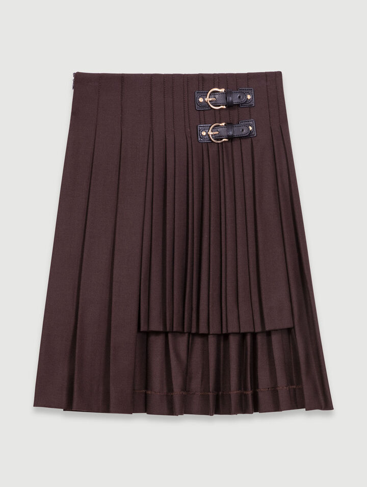 Asymmetrical pleated short skirt