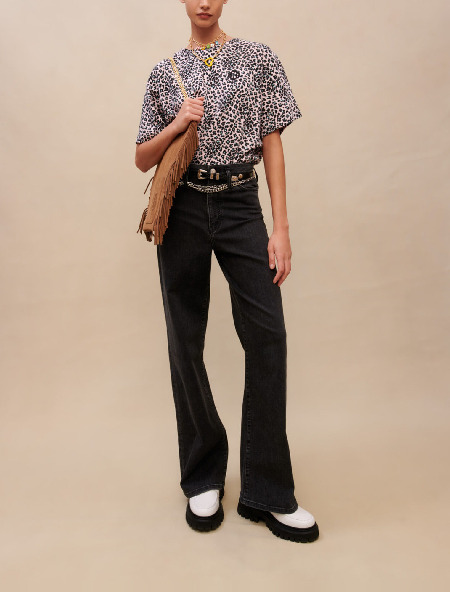 Leopard print cotton T-shirt