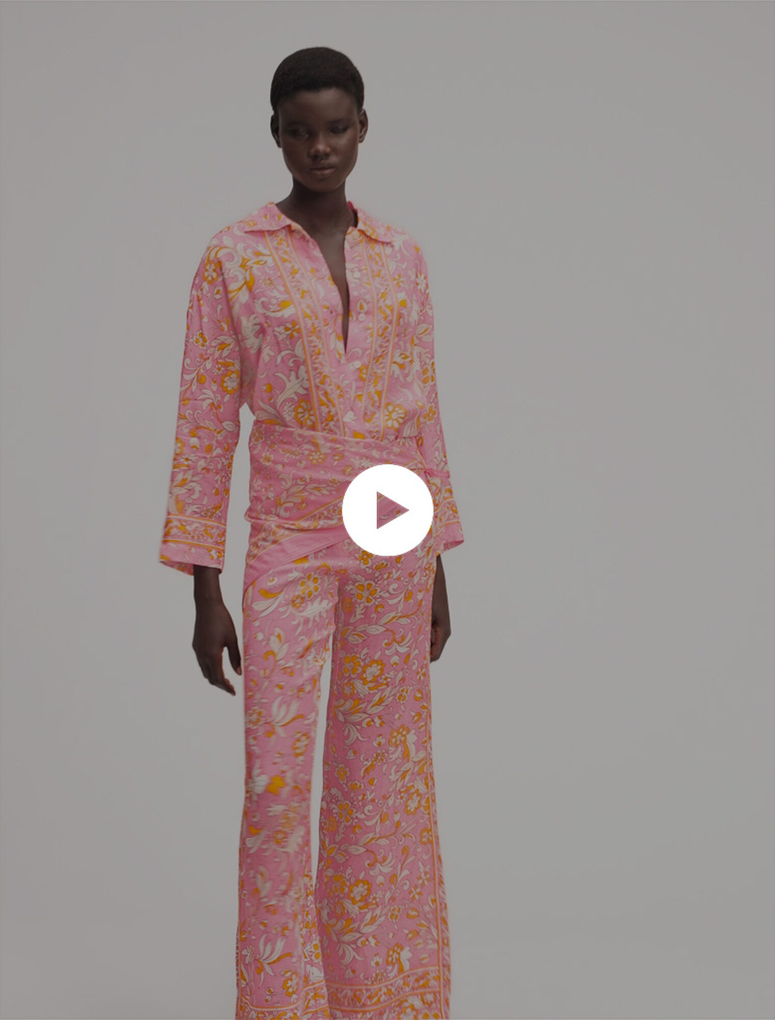 Patterned flowing linen shirt