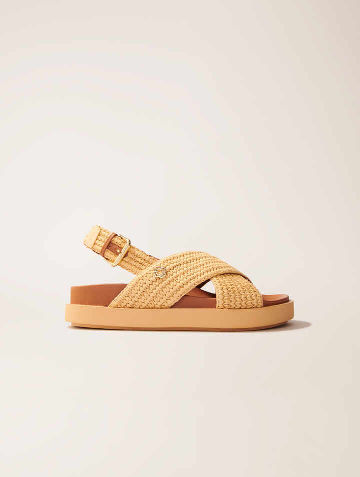 Raffia-effect flat sandals