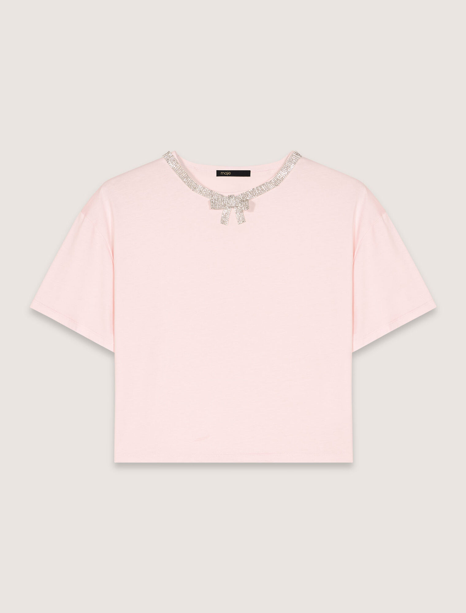 Tee-shirt court à col bijoux