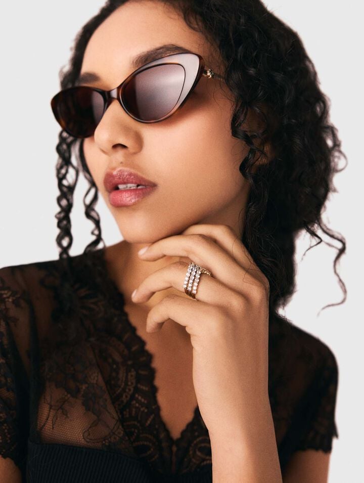 Bague bicolore à strass