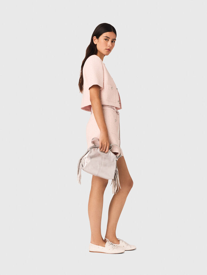 Short-sleeved tweed jacket