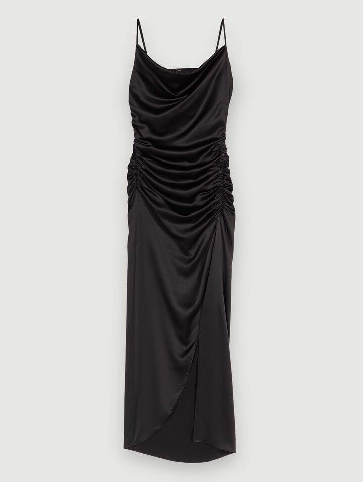Slit draped maxi dress