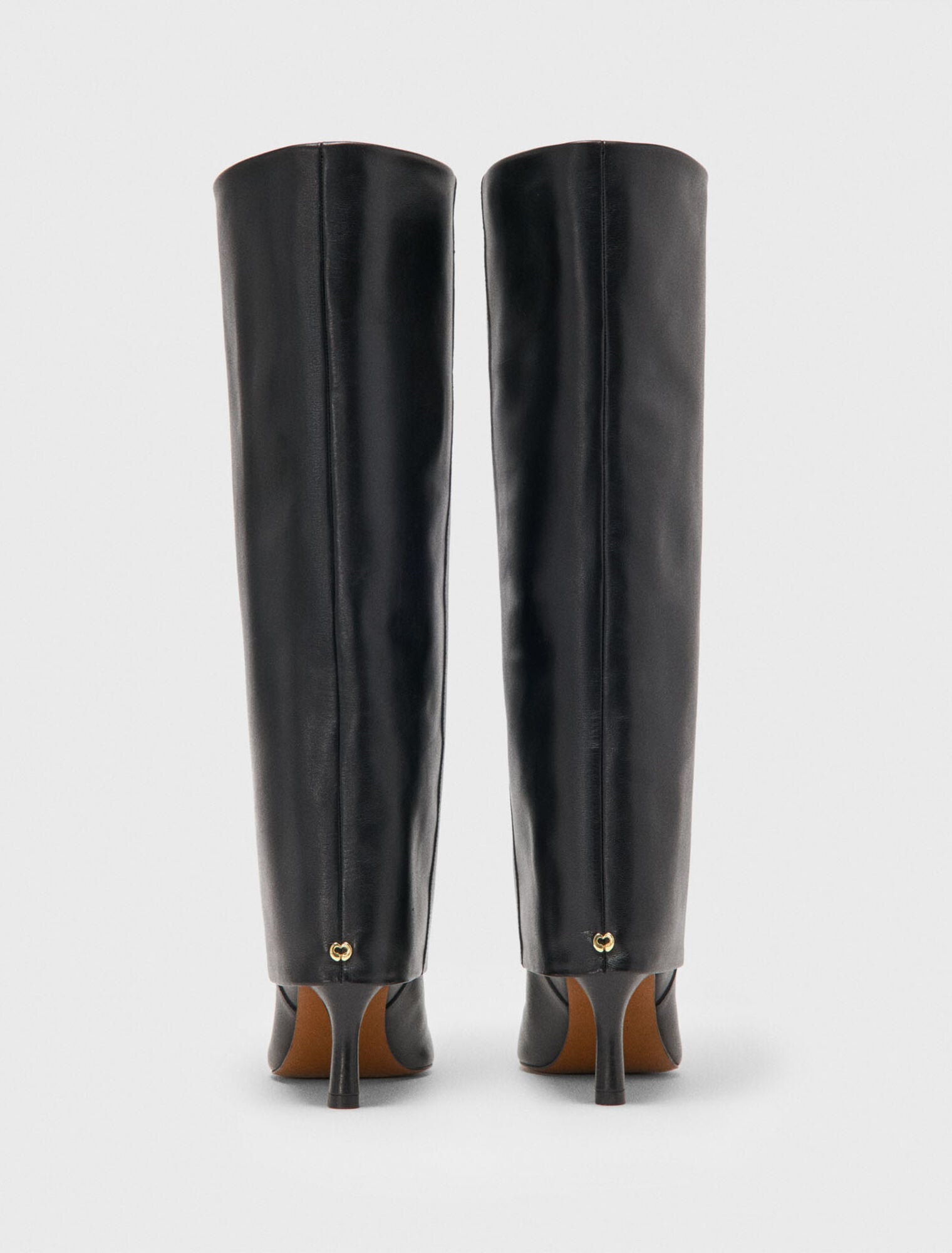 Heeled tubular leather boots