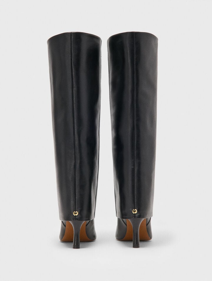 Bottes fourreau &agrave; talon en cuir