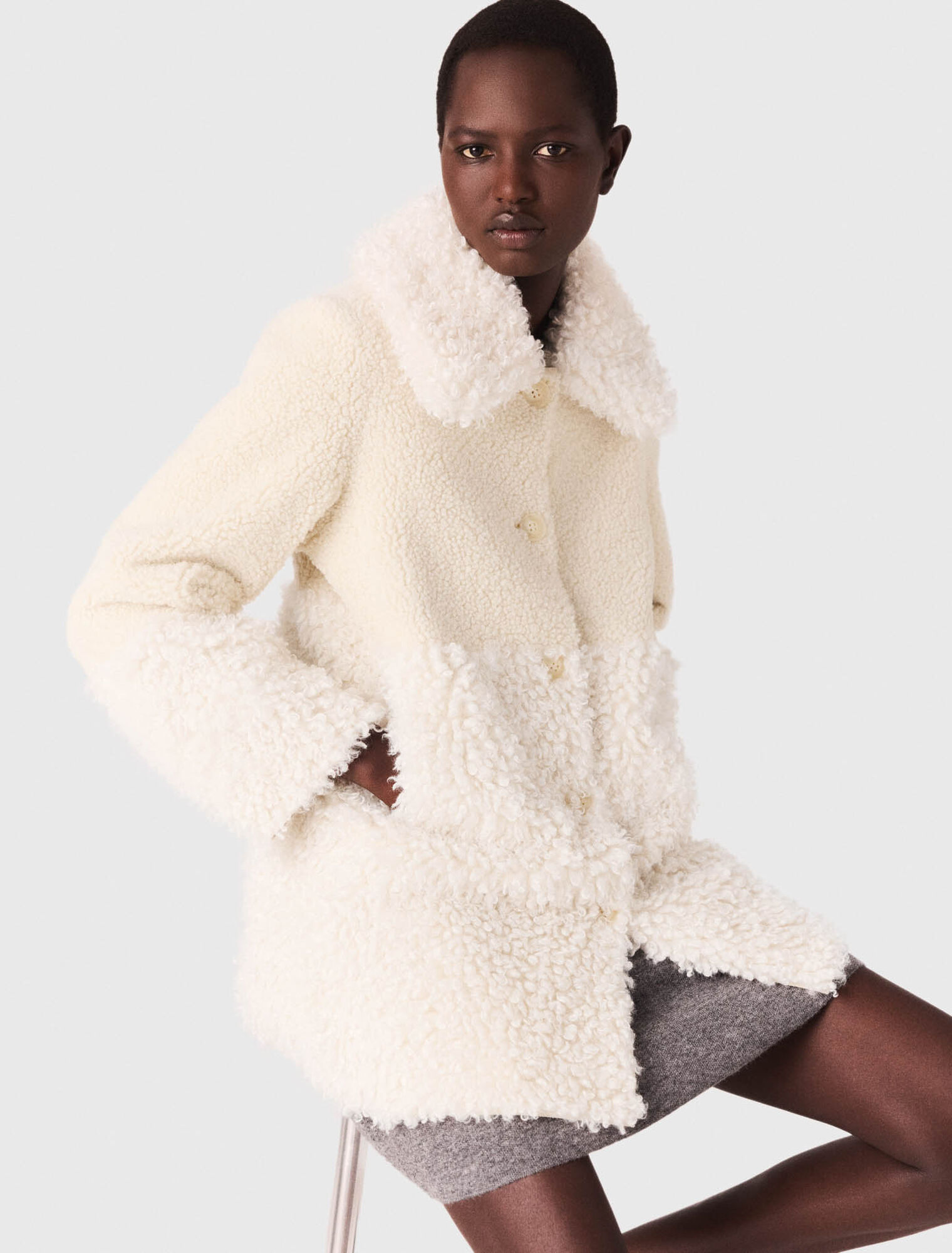 Manteau long en fausse fourrure