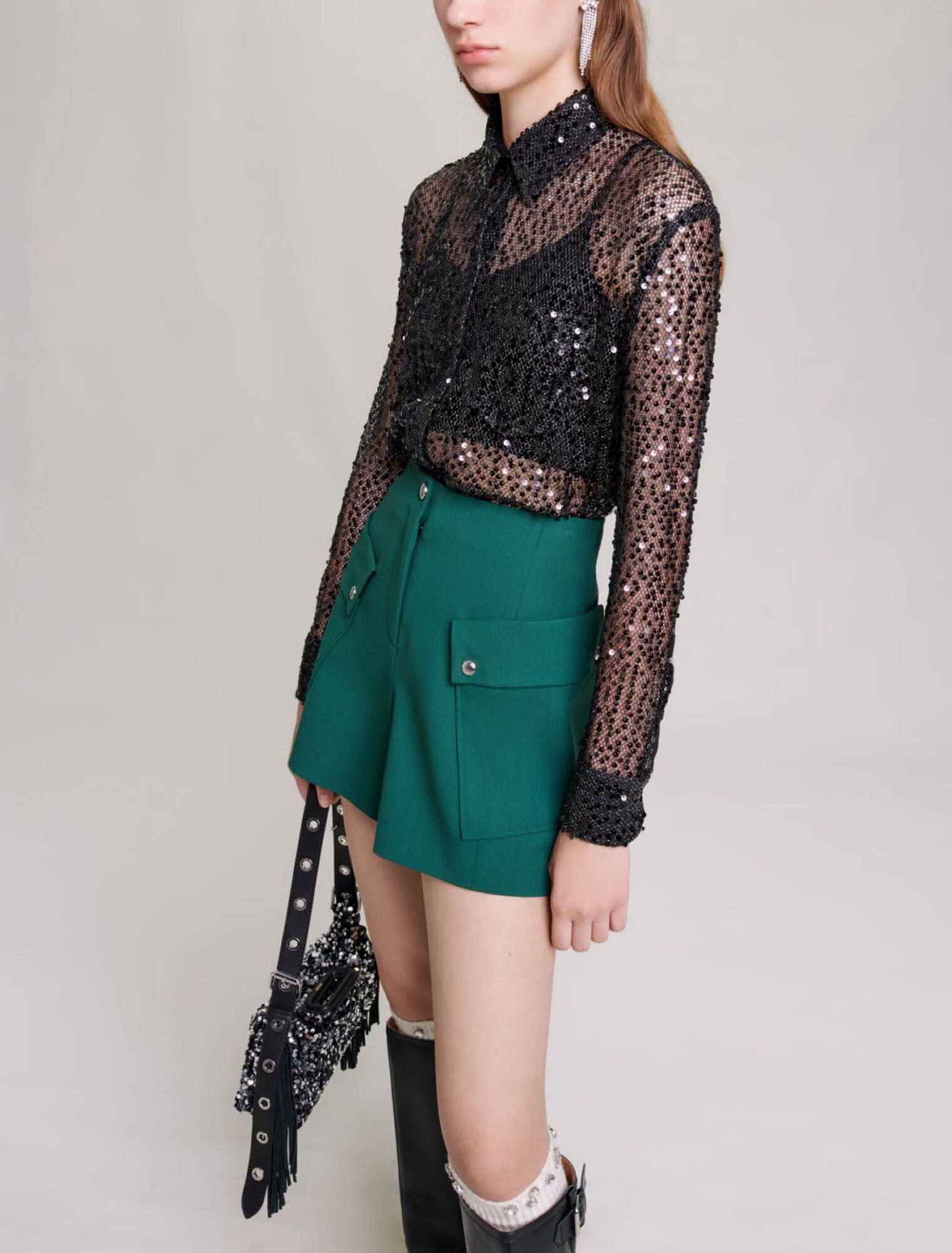 Chemise courte à sequins