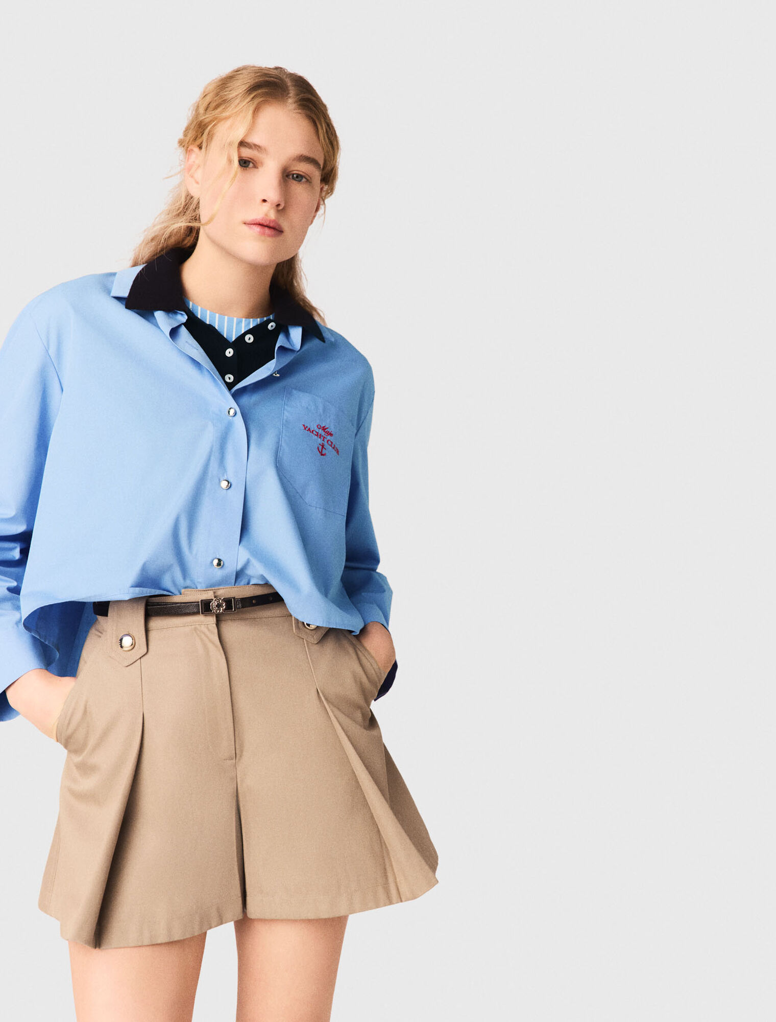 Short &agrave; plis en coton