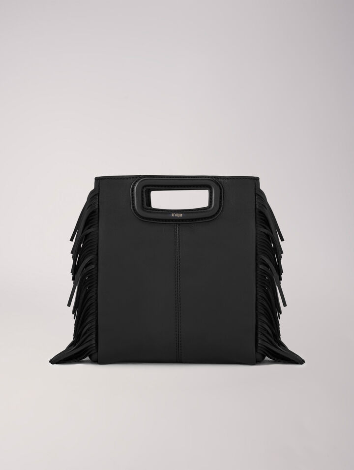 Smooth leather M bag with fringing