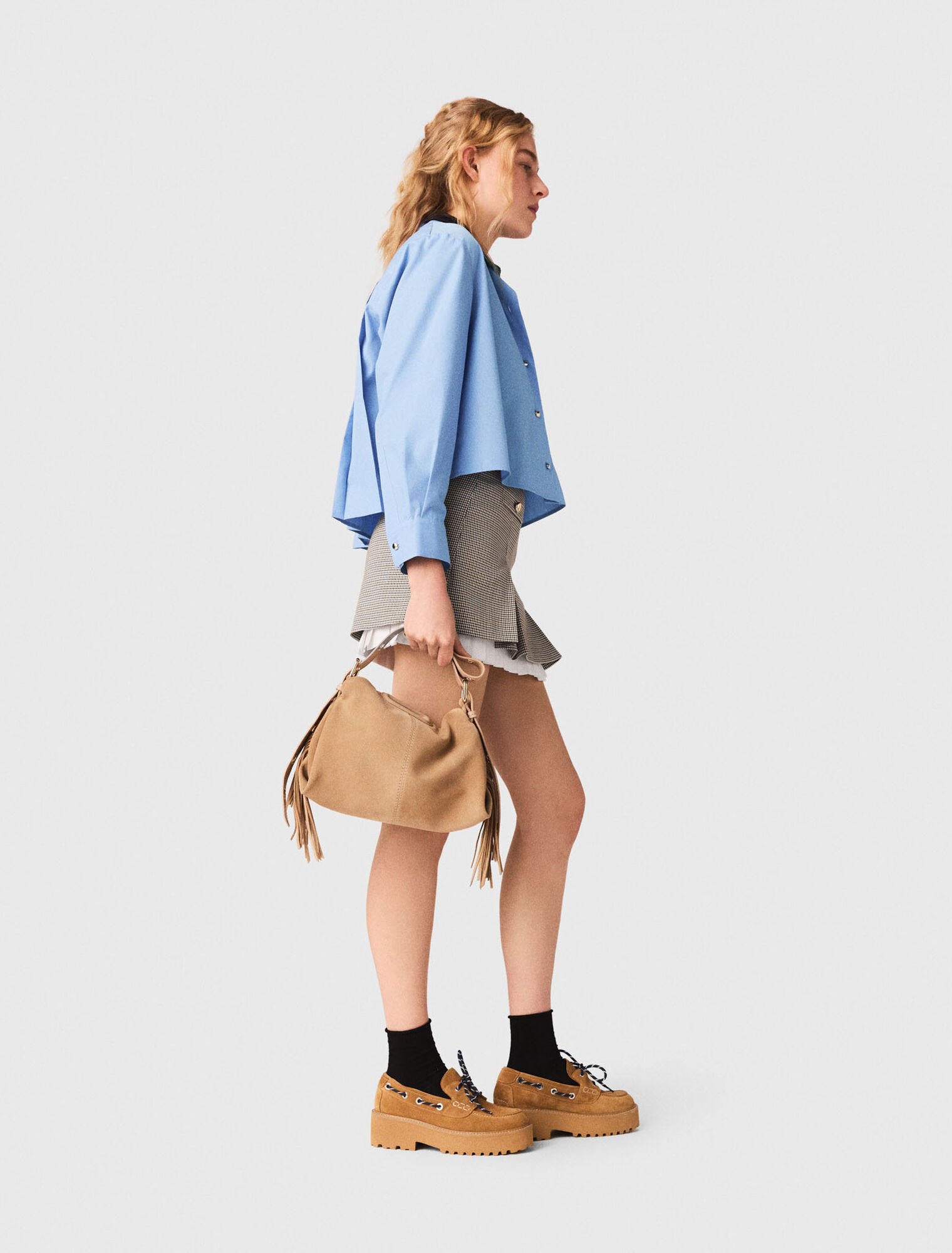 Jupe pliss&eacute;e et d&eacute;tails popeline