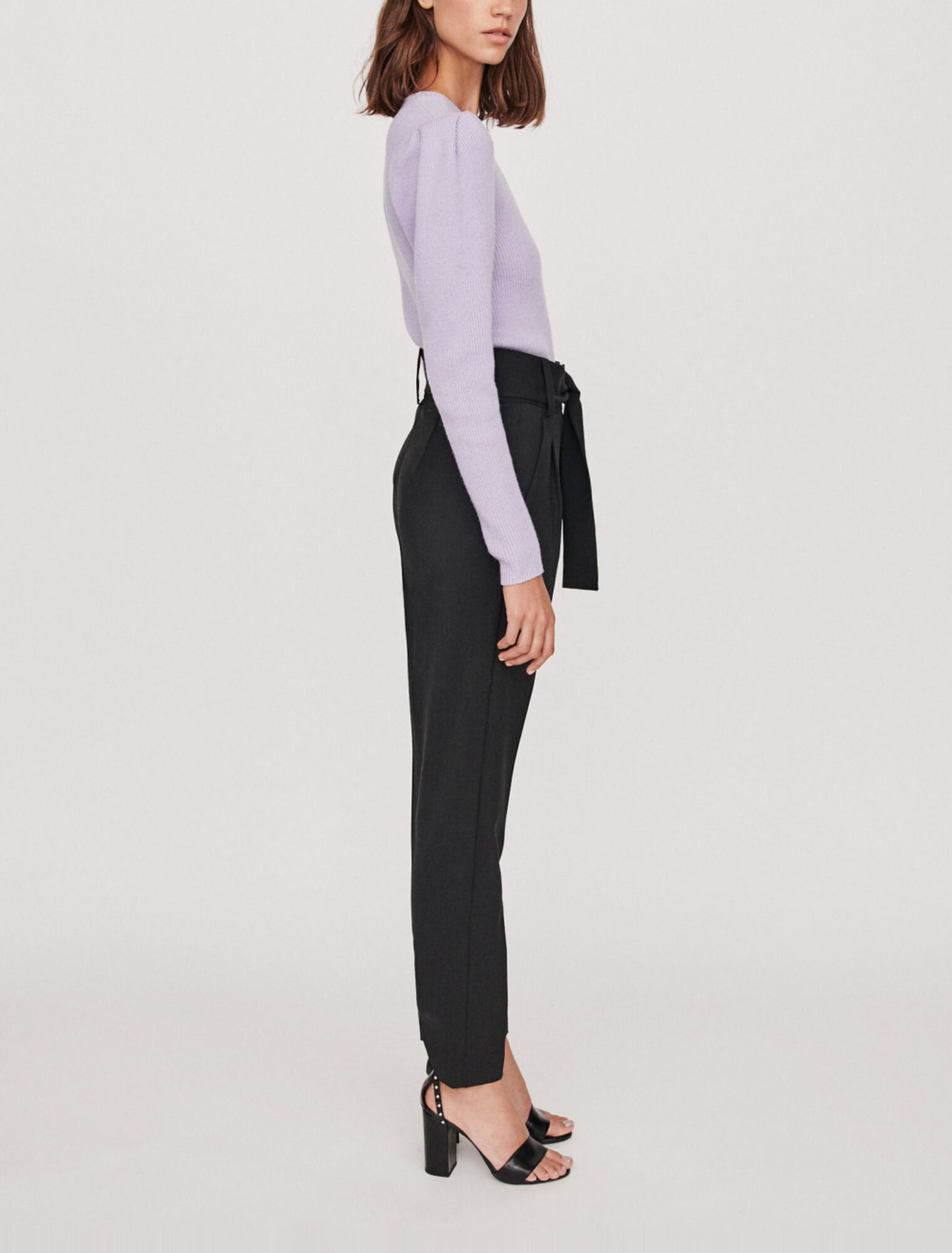 Belted high-waisted trousers