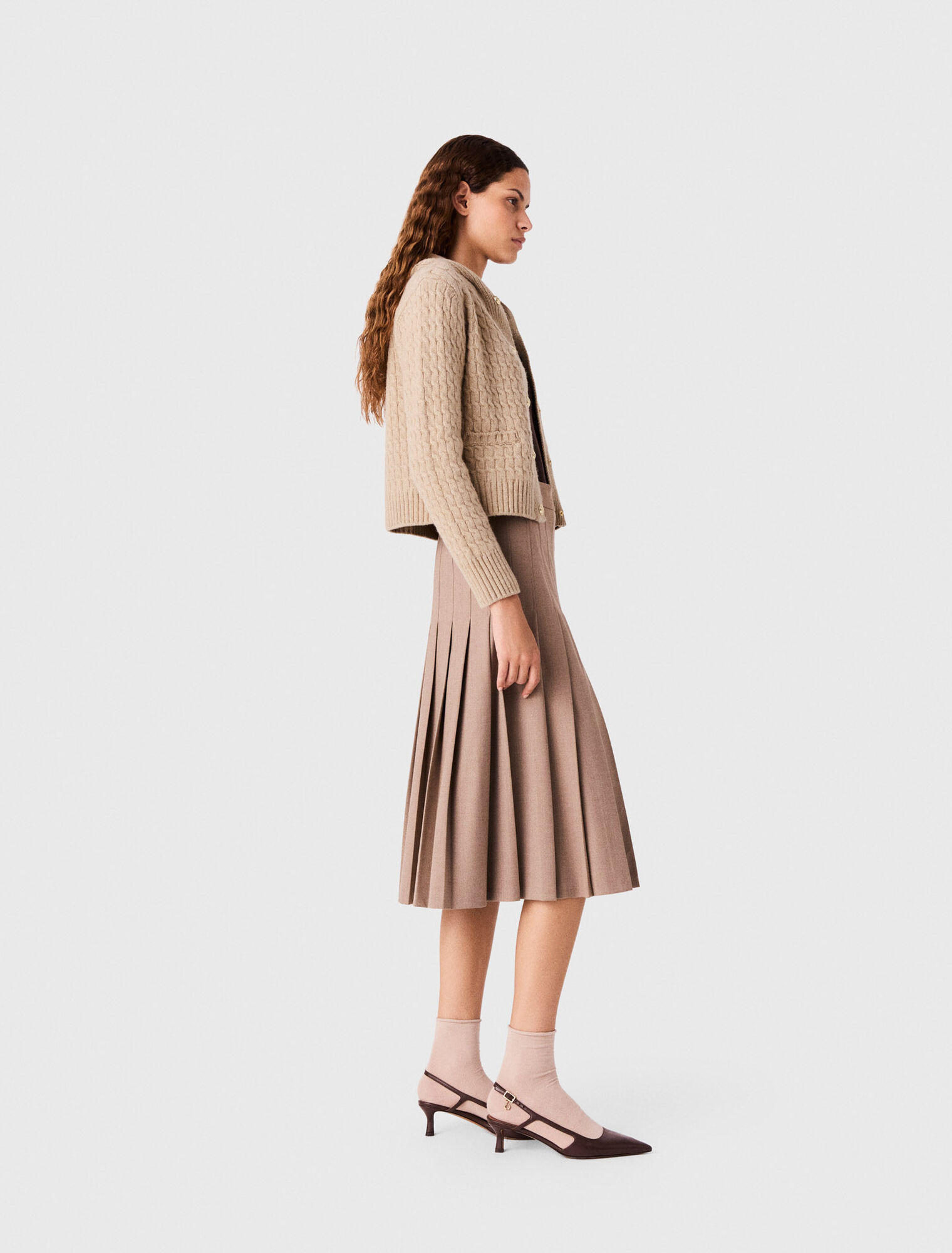 Jupe midi pliss&eacute;e &agrave; boucles