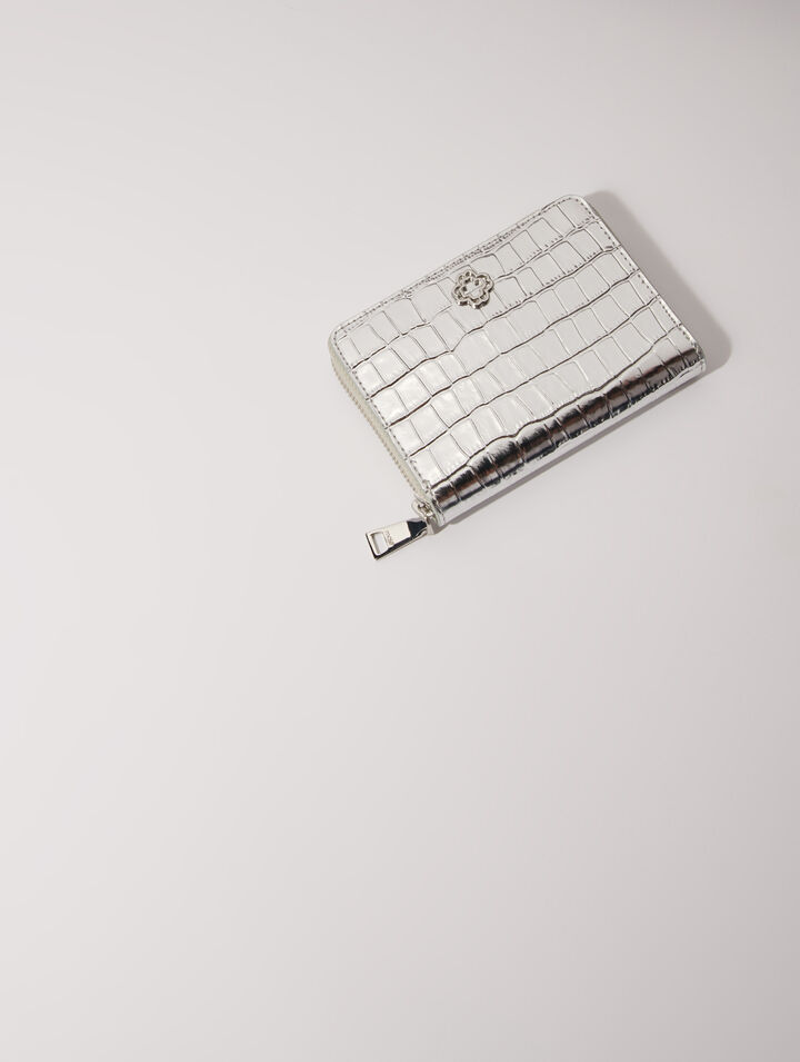 Portefeuille en cuir embossé croco