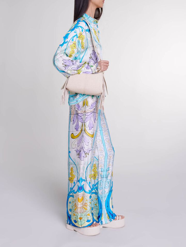 Pantalon satin&eacute; imprim&eacute;