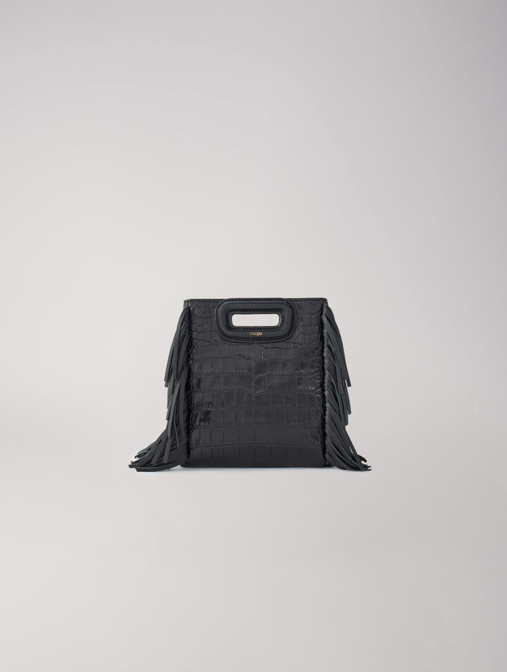 Mini embossed-leather M bag with chain