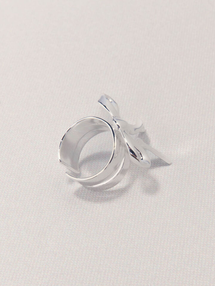 Bague ouverte nœud argentée