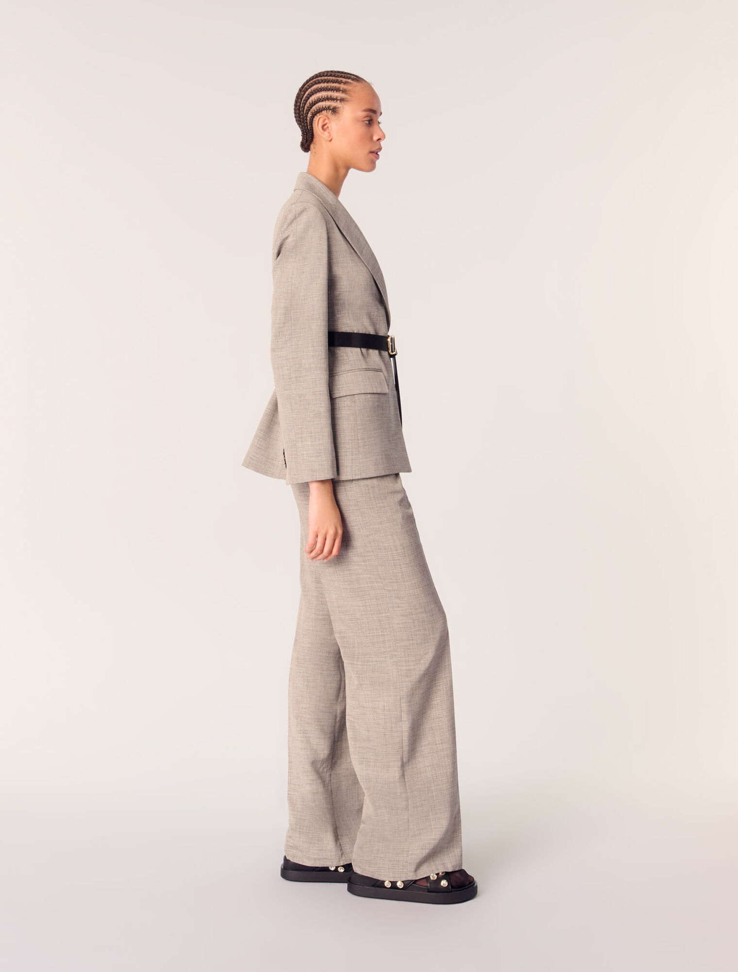 Belted suit jacket
