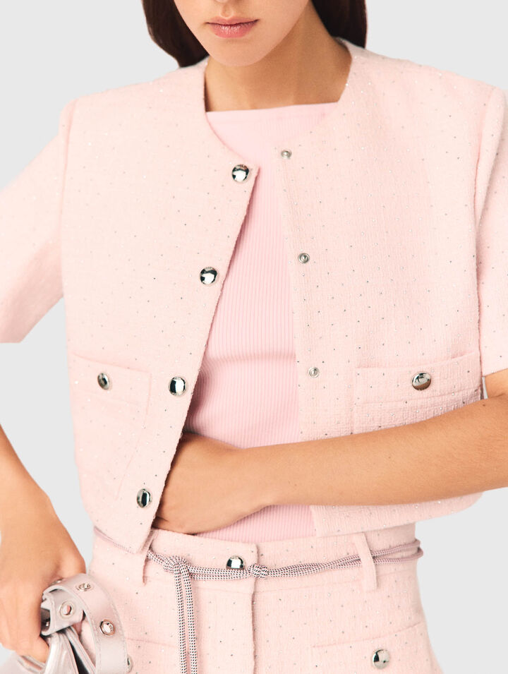 Short-sleeved tweed jacket