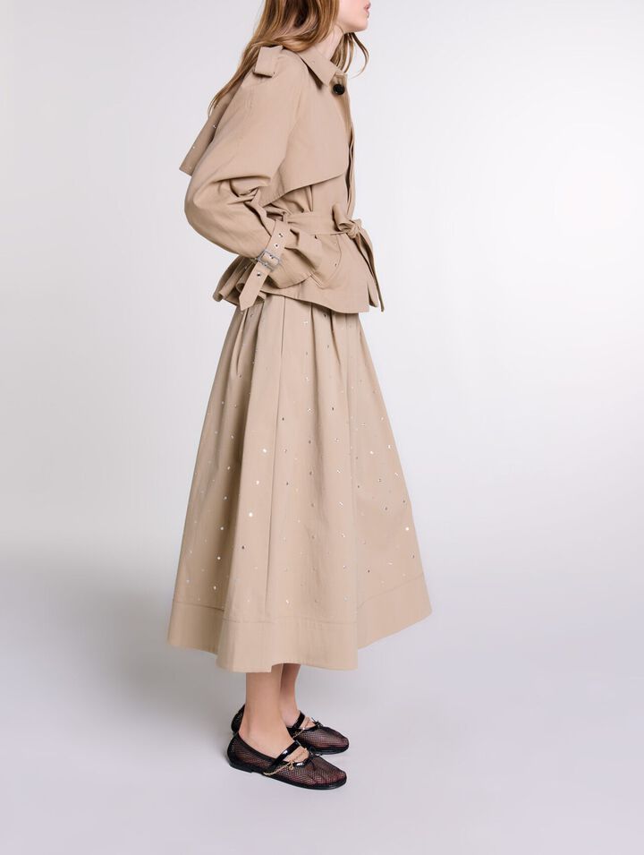 Long studded cotton skirt