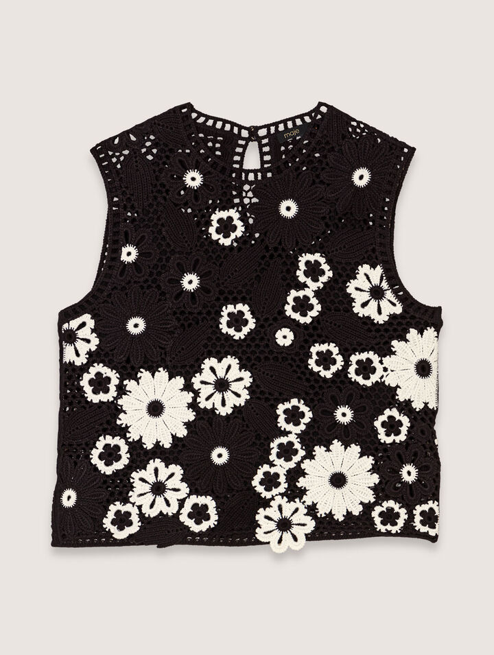 Top en crochet floral