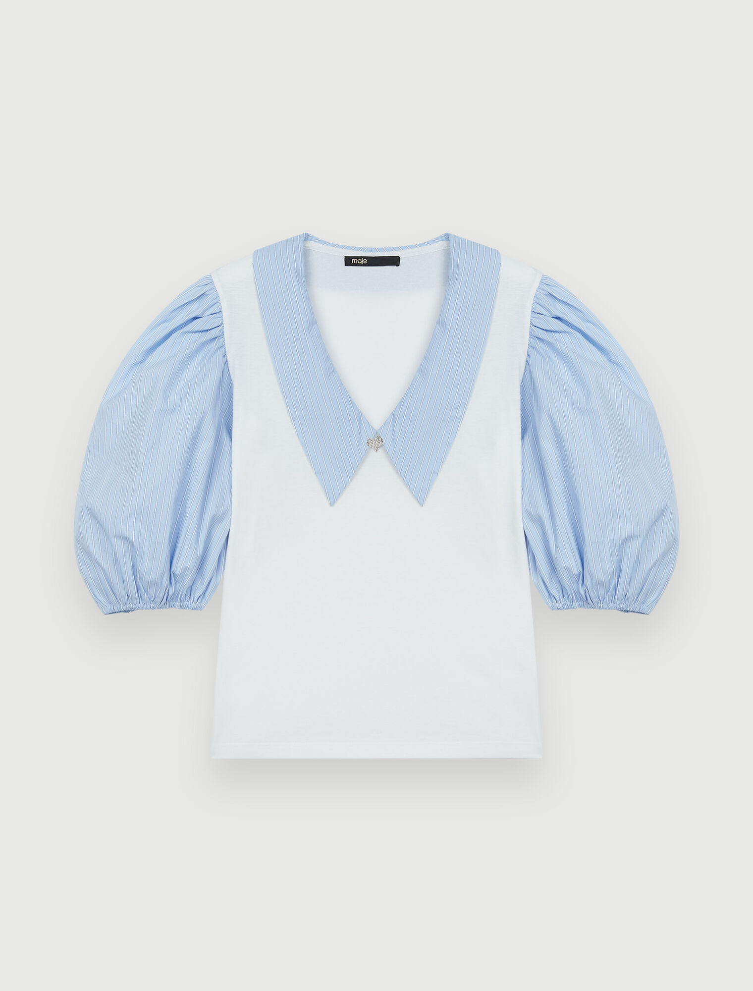 Tee-shirt en mix matière à col