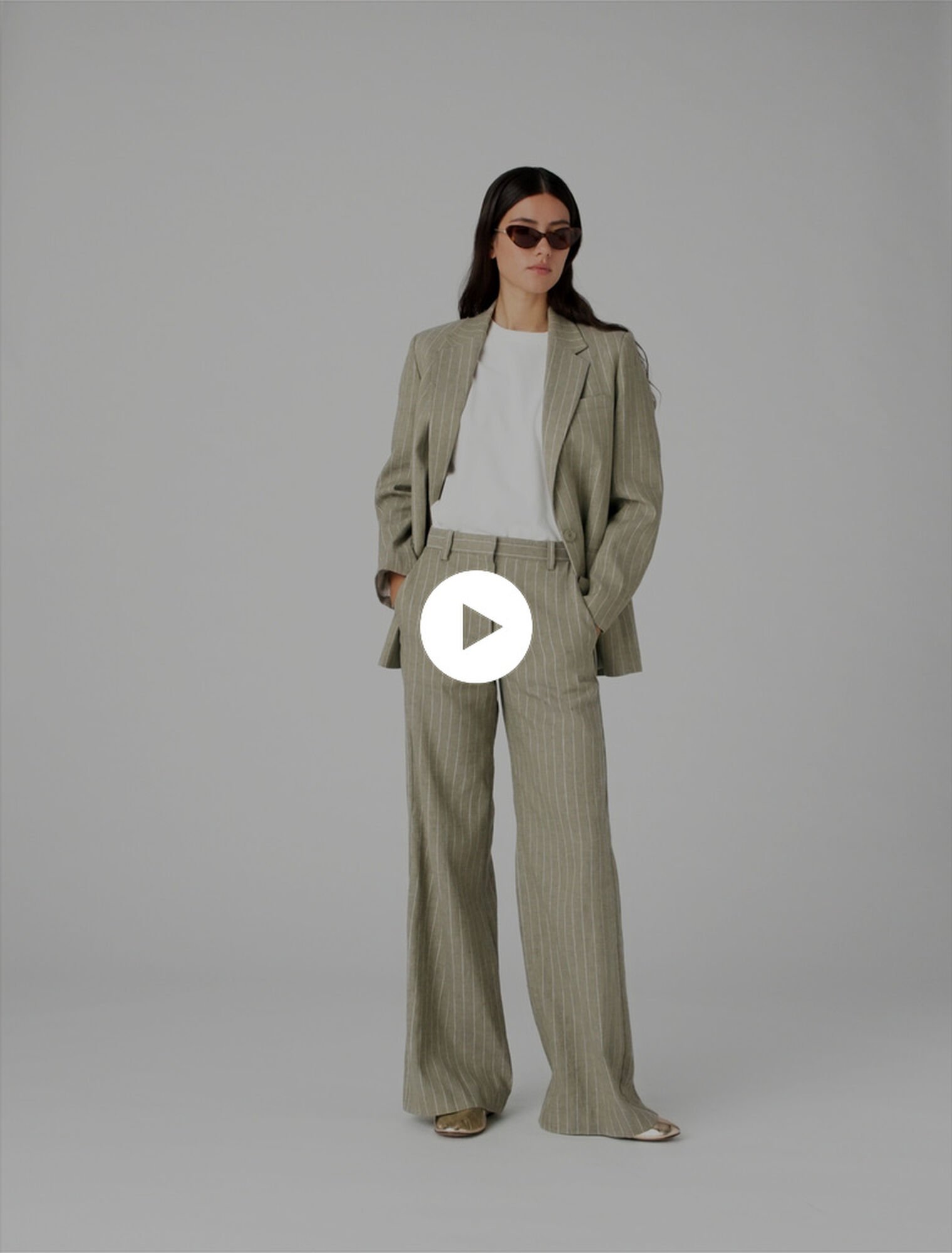 Linen-blend suit trousers