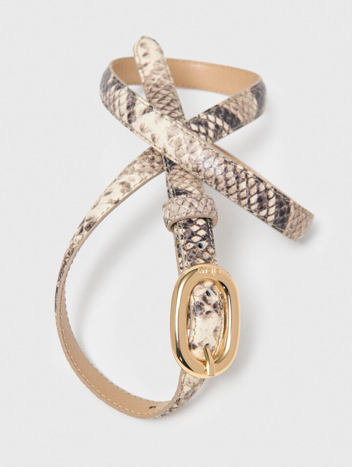 Ceinture fine en cuir effet python