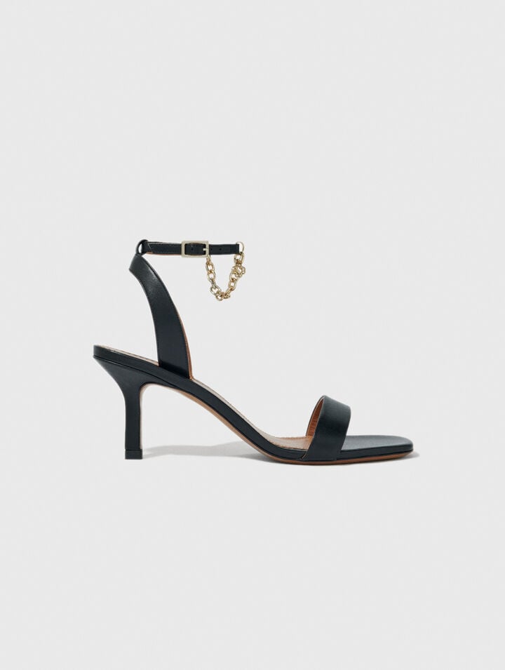 Leather sandals with heels